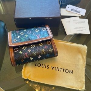 Louis Vuitton | Black Monogram Multicolore | Elise Wallet | Takashi Murakami